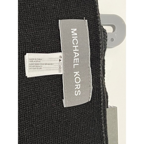 Michael Kors Mens MK Logo Scarf and Hat/Beanie Set Grey Black Gift Set - Picture 9 of 11